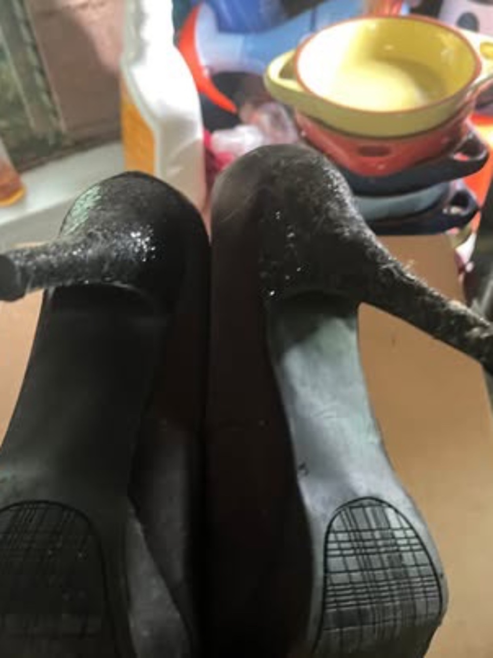 Vintage, G 21 satin finish, glitter heels 2-3inches closed toe size 9